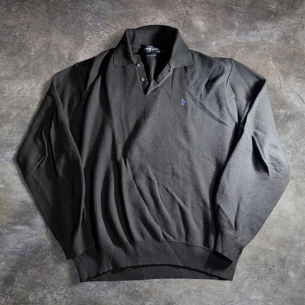 Polo Ralph Lauren Polo Golf Black Cotton Long Sleeve Polo Shirt Mens XL
